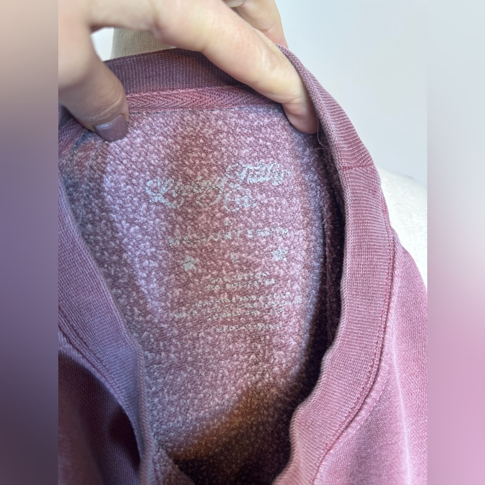 Sz L Living Fully Mallory Ervin sweatshirt Falleluijah mauve rose pink purple - Picture 5 of 7